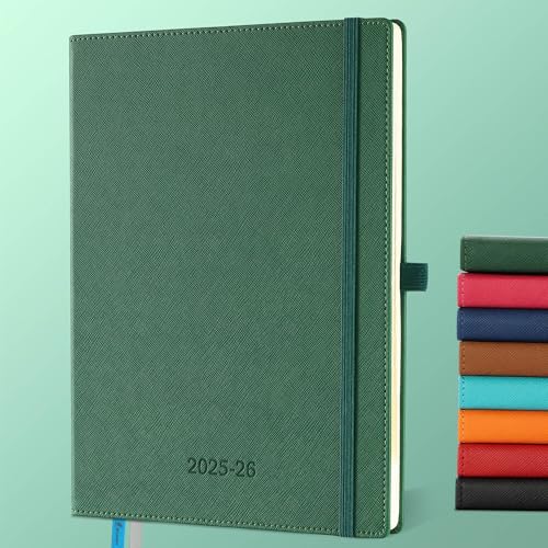 IN-LUXPRO Kalender 2025 2026 Wochenplaner,18-Monate Buchkalender (Jul.2025-Dez.2026) Monatskalender mit Ausgaben & Notizseiten A4(29 x 21.7 cm),mit Vegan-Leder & Notizseiten,Grün. von IN-LUXPRO