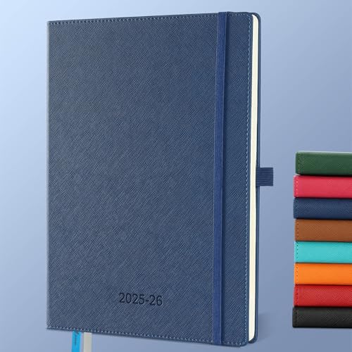 IN-LUXPRO Kalender 2025 2026 Wochenplaner,18-Monate Buchkalender (Jul.2025-Dez.2026) Monatskalender mit Ausgaben & Notizseiten A4(29 x 21.7 cm),mit Vegan-Leder & Notizseiten,Marineblau. von IN-LUXPRO