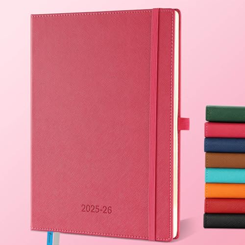 IN-LUXPRO Kalender 2025 2026 Wochenplaner,18-Monate Buchkalender (Jul.2025-Dez.2026) Monatskalender mit Ausgaben & Notizseiten A4(29 x 21.7 cm),mit Vegan-Leder & Notizseiten,Rosenrot. von IN-LUXPRO