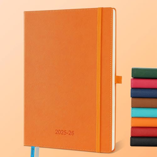 IN-LUXPRO Kalender 2025 2026 Wochenplaner,18-Monate Buchkalender (Jul.2025-Dez.2026) Monatskalender mit Ausgaben & Notizseiten A4(29 x 21.7 cm),mit Vegan-Leder & Notizseiten,orange Farbe. von IN-LUXPRO