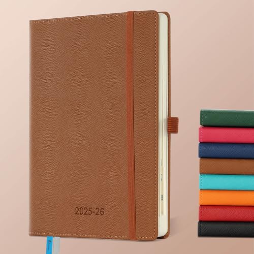 IN-LUXPRO Kalender 2025 2026 Wochenplaner,18-Monate Buchkalender (Jul.2025-Dez.2026) Monatskalender mit Ausgaben & Notizseiten A5(21.9 x 16.4 cm),mit Vegan-Leder & Notizseiten,Braun. von IN-LUXPRO