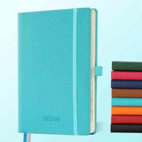 IN-LUXPRO Kalender 2025 2026 Wochenplaner,18-Monate Buchkalender (Jul.2025-Dez.2026) Monatskalender mit Ausgaben & Notizseiten A5(21.9 x 16.4 cm),mit Vegan-Leder & Notizseiten,Hellblau. von IN-LUXPRO