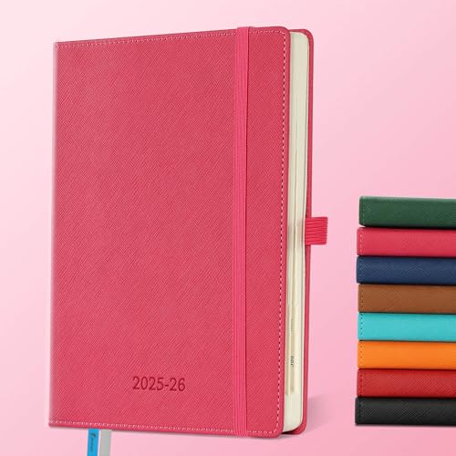 IN-LUXPRO Kalender 2025 2026 Wochenplaner,18-Monate Buchkalender (Jul.2025-Dez.2026) Monatskalender mit Ausgaben & Notizseiten A5(21.9 x 16.4 cm),mit Vegan-Leder & Notizseiten,Rosenrot. von IN-LUXPRO