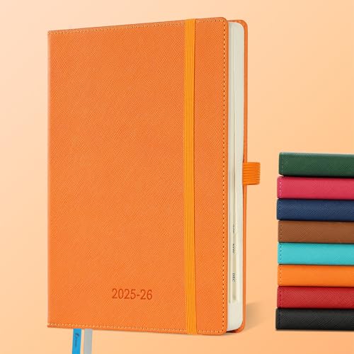 IN-LUXPRO Kalender 2025 2026 Wochenplaner,18-Monate Buchkalender (Jul.2025-Dez.2026) Monatskalender mit Ausgaben & Notizseiten A5(21.9 x 16.4 cm),mit Vegan-Leder & Notizseiten,orange Farbe. von IN-LUXPRO