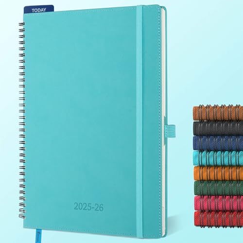 IN-LUXPRO Kalender 2025 2026 Wochenplaner,A4(29 x 21.7cm),18-Monate Buchkalender (Jul.2025-Dez.2026) Ringbuch mit Softcover,wochenkalender mit selbstklebendem Stifthalter,Hellblau. von IN-LUXPRO
