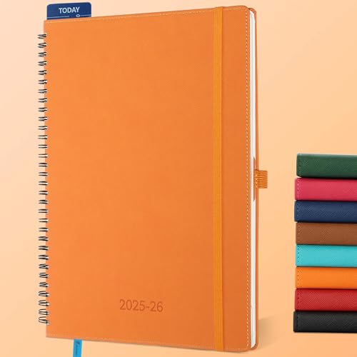 IN-LUXPRO Kalender 2025 2026 Wochenplaner,A4(29 x 21.7cm),18-Monate Buchkalender (Jul.2025-Dez.2026) Ringbuch mit Softcover,wochenkalender mit selbstklebendem Stifthalter,orange Farbe. von IN-LUXPRO