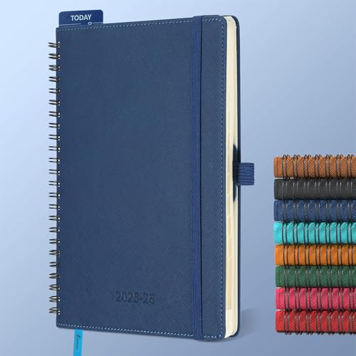 IN-LUXPRO Kalender 2025 2026 Wochenplaner,A5(21.9 x 16.4cm),18-Monate Buchkalender (Jul.2025-Dez.2026) Ringbuch mit Softcover,wochenkalender mit selbstklebendem Stifthalter,Marineblau. von IN-LUXPRO
