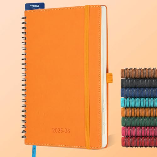 IN-LUXPRO Kalender 2025 2026 Wochenplaner,A5(21.9 x 16.4cm),18-Monate Buchkalender (Jul.2025-Dez.2026) Ringbuch mit Softcover,wochenkalender mit selbstklebendem Stifthalter,orange Farbe. von IN-LUXPRO