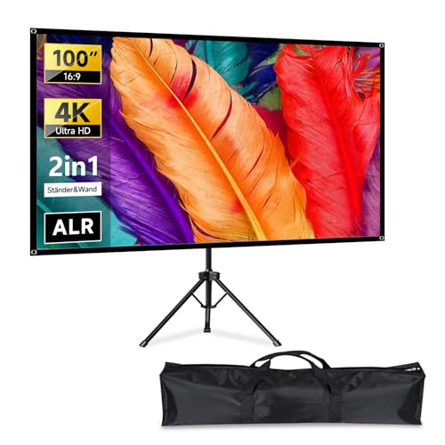 IN&VI ALR Leinwand Beamer 4K HD,Beamer Leinwand mit Stativ 100 Zoll 16:9,Projektor Leinwand,Tragbar Beamer Leinwand,Leicht und Kompakt,Ideal für Heimkino, innen/außen Filme IN&VI ALR Leinwand Beamer 4K HD,Beamer Leinwand mit Stativ 100 Zoll 16:9,Projektor Leinwand,Tragbar Beamer Leinwand,Leicht und Kompakt,Ideal für Heimkino, innen/außen Filme von IN&VI