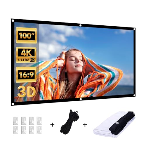 IN&VI Leinwand Beamer,16: 9 HD projektor leinwand,Tragbare Faltbar Anti-Falten Doppelseitige Beamer Leinwand Outdoor für Camping,Heimkino,Schule,Treffen (100 Zoll Format 16:9) von IN&VI