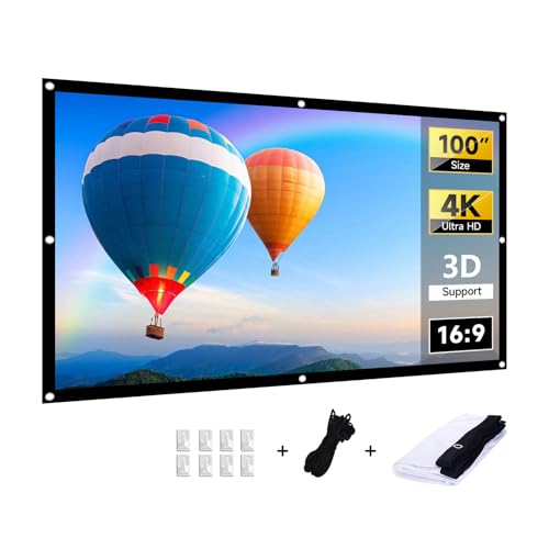 Projektor-Leinwand, 100 Zoll, 4K-Film-Projektor-Leinwand, 16:9 HD, faltbar und tragbar, knitterfrei, für drinnen und draußen, doppelseitig, Videoprojektor-Leinwand für Zuhause, Party, Büro, Projektor-Leinwand, 100 Zoll, 4K-Film-Projektor-Leinwand, 16:9 HD, faltbar und tragbar, knitterfrei, für drinnen und draußen, doppelseitig, Videoprojektor-Leinwand für Zuhause, Party, Büro, von IN&VI