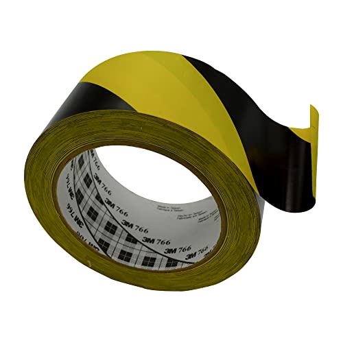 3M 471 Vinyl Fineline Linierband Konturenband Abklebebänder Warnband Malerkrepp Zierlinienband, Spur- und Sicherheitsmarkierung, Farbmarkierung, Bodenmarkierung (50mm x 30m, 3M 766i_Yellow-black) von INDIAN STORE 24