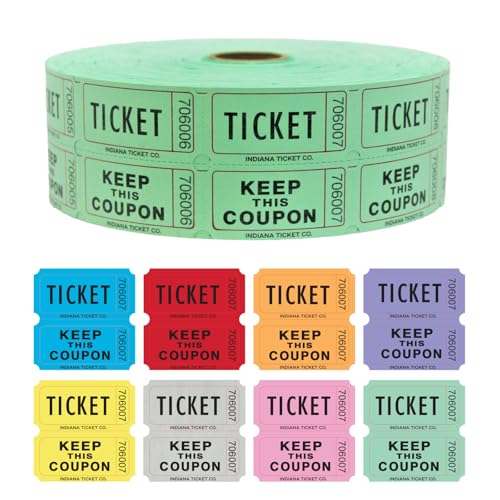 INDIANA TICKET CO. 1.000 grüne Tombola-Tickets Doppelrolle | Premium Qualität 50/50 Tombola-Tickets | Tickets für Veranstaltungen, Karneval, Türpreise, Getränke und mehr INDIANA TICKET CO. 1.000 grüne Tombola-Tickets Doppelrolle | Premium Qualität 50/50 Tombola-Tickets | Tickets für Veranstaltungen, Karneval, Türpreise, Getränke und mehr von INDIANA TICKET COMPANY