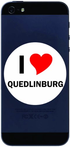 I Love Aufkleber 7 cm mit Stadtname QUEDLINBURG - Decal - Sticker - Handy - Handyskin - Handyaufkleber - Telefonaufkleber - JDM - Die Cut - OEM von INDIGOS UG