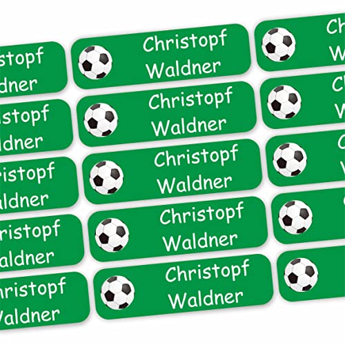 INDIGOS UG® 80 x Namensaufkleber Wäscheetiketten 35x10mm - Fußball - Bekleidung - für Kinder, Schule und Kindergarten - Textilien Etiketten individuell personalisiert von INDIGOS UG