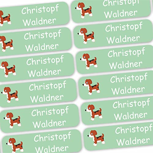 INDIGOS UG® 80 x Namensaufkleber Wäscheetiketten 35x10mm - Hund - Bekleidung - für Kinder, Schule und Kindergarten - Textilien Etiketten individuell personalisiert von INDIGOS UG