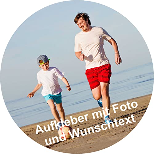 INDIGOS UG® Aufkleber Foto - 30mm rund - 100 Stück Namensaufkleber für Kinder, Schule, Einladungen, Hochzeit, Taufe, Verlobung, Kommunion, Geburtstag, Party - personalisiert mit Wunschtext von INDIGOS UG