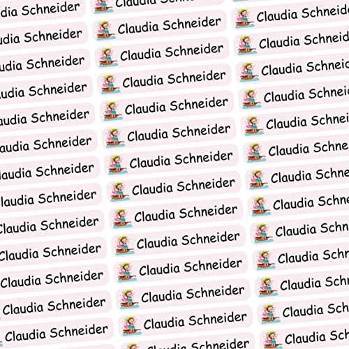 Indigos UG Namensaufkleber Kinder Schule - 43x7mm - Etiketten selbstklebend - 001 - Prinzessin - 60 personalisierte Aufkleber für Kindergarten, Stifte, BücherBrotdose, Federmappe, Lineale & Spielzeug von INDIGOS UG