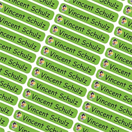 INDIGOS UG® Namensaufkleber Mini - 43x7mm - personalisierte Klebeetiketten - 030 - Vogel - 60 Stück für Kinder, Schule Kindergarten - Stifte, Federmappe, Lineale - individueller Aufdruck von INDIGOS UG