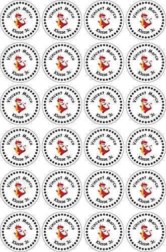 INDIGOS UG® Namensaufkleber Sticker - 30x30 mm - 032 - Drachen - Set von 24 Aufklebern individuell beschriftet - für Schule, Büro, zu Hause - Stifte, Hefte, Federmappen, Ordner von INDIGOS UG