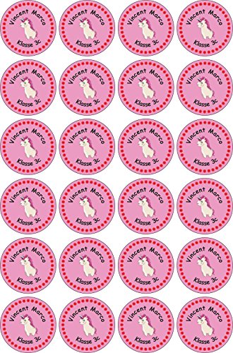 INDIGOS UG Namensaufkleber Kinder Schule - 30x30 mm - 049 - Pegasus - Set von 24 Aufkleber selbst gestalten Wunschtext - Büro, zu Hause - Stifte, Hefte, Federmappen, Ordner von INDIGOS UG