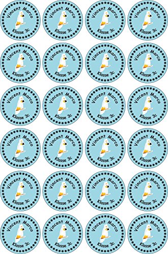 INDIGOS UG Namensaufkleber Kinder Schule - 30x30 mm - 115 - Papagei - Set von 24 Aufkleber selbst gestalten Wunschtext - Büro, zu Hause - Stifte, Hefte, Federmappen, Ordner von INDIGOS UG