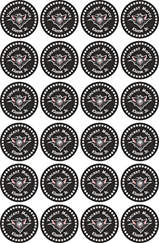 INDIGOS UG Namensaufkleber Kinder Schule - 30x30 mm - 116 - Fledermaus - Set von 24 Aufkleber selbst gestalten Wunschtext - Büro, zu Hause - Stifte, Hefte, Federmappen, Ordner von INDIGOS UG