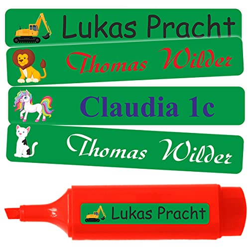 INDIGOS UG® Namensaufkleber Sticker - 51x7 mm - 10-1000 Stück für Kinder, Schule und Kindergarten - Stifte, Federmappe, Lineale - lustige Motive von INDIGOS UG