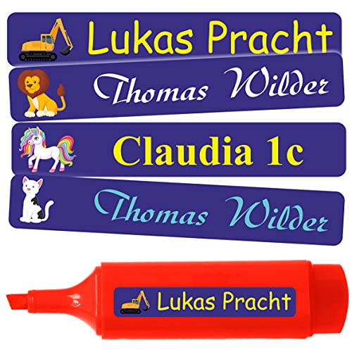 INDIGOS UG® Namensaufkleber Sticker - 51x7 mm - 10-1000 Stück für Kinder, Schule und Kindergarten - Stifte, Federmappe, Lineale - lustige Motive von INDIGOS UG