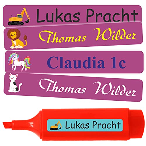 INDIGOS UG® Namensaufkleber Sticker - 51x7 mm - 10-1000 Stück für Kinder, Schule und Kindergarten - Stifte, Federmappe, Lineale - lustige Motive von INDIGOS UG