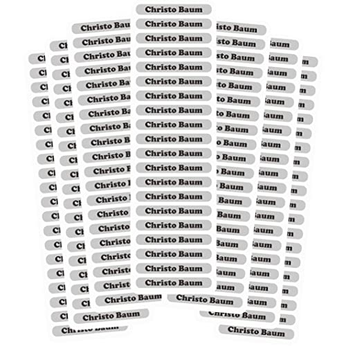 INDIGOS UG® Namensaufkleber Sticker - 51x7 mm - 140 Stück für Kinder, Schule und Kindergarten - Stifte, Federmappe, Lineale - grauer Hintergrund - individueller Aufdruck von INDIGOS UG