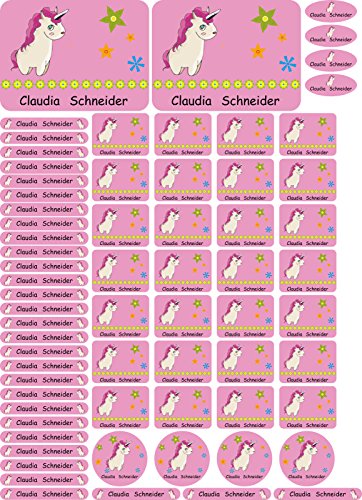 INDIGOS UG® Namensaufkleber Sticker - A4-Bogen - 049 - Pegasus - 69 Sticker für Kinder, Schule und Kindergarten - Stifte, Federmappe, Lineale - auch für Erwachsene - individueller Aufdruck von INDIGOS UG