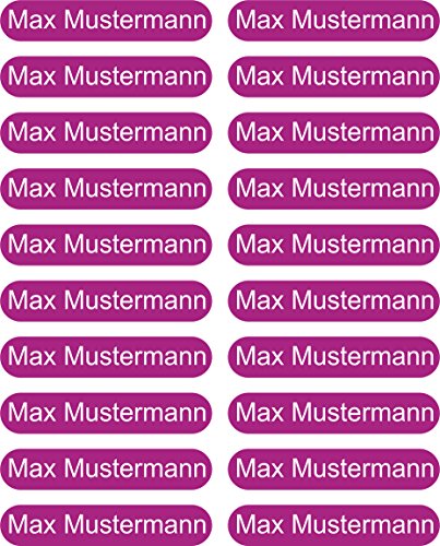INDIGOS UG - Namensaufkleber Kinder Schule - 25x10mm lila für Wäscheetiketten & Gegenstände - Namensschilder für Kleidung - Kindergarten - Sticker personalisiert für Kita - Vorname - Wunschtext von INDIGOS UG