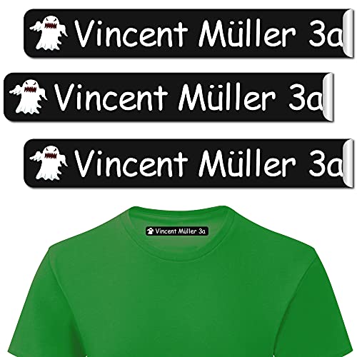 INDIGOS UG® Personalisierbare Bügeletiketten Wäscheetiketten mit Namen - 43x7mm - Namensetiketten Etiketten - 093 - Geist - 10-480 Schule KITA zum Einbügeln Wäscheschilder Namensschilder von INDIGOS UG