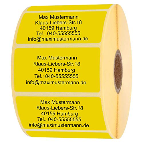 INDIGOS UG Adressetikette - Namensaufkleber - gelb - 100 Stück personalisierbar - selbstklebend - 40 x 22 mm - verschiedene Varianten von INDIGOS UG