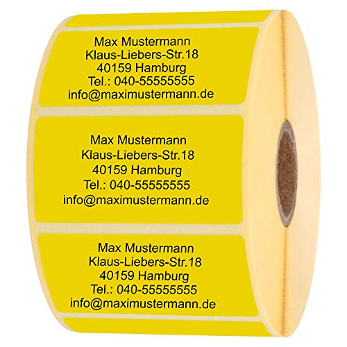INDIGOS UG Adressetikette - Namensaufkleber - gelb - 500 Stück personalisierbar - selbstklebend - 40 x 22 mm - verschiedene Varianten INDIGOS UG Adressetikette - Namensaufkleber - gelb - 500 Stück personalisierbar - selbstklebend - 40 x 22 mm - verschiedene Varianten von INDIGOS UG