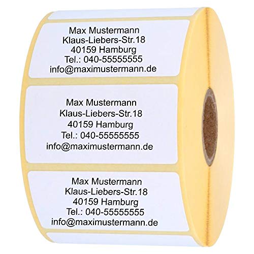 INDIGOS UG Adressetikette - Namensaufkleber - weiß - 200 Stück personalisierbar - selbstklebend - 40 x 22 mm - verschiedene Varianten von INDIGOS UG