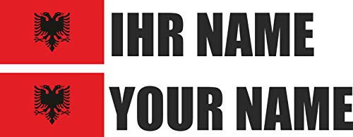 INDIGOS UG - Auto Aufkleber Albanien - schwarz - Aufkleber selbst gestalten - Ordner, Motorrad, Fahrrad, Wand, Tür, Kühlschrank - 180x36 mm - Flagge Name personalisierte Geschenke INDIGOS UG - Auto Aufkleber Albanien - schwarz - Aufkleber selbst gestalten - Ordner, Motorrad, Fahrrad, Wand, Tür, Kühlschrank - 180x36 mm - Flagge Name personalisierte Geschenke von INDIGOS UG