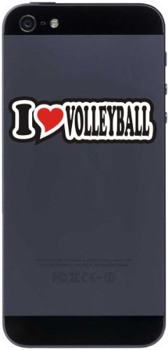 INDIGOS UG Handyaufkleber - Handyskin - JDM - Die Cut - Aufkleber - Herz - 50 mm I Love Volleyball von INDIGOS UG