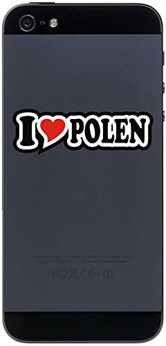 INDIGOS UG Telefon Aufkleber I Love Polen 50 mm - Telefonaufkleber - Handyaufkleber - Handyskin - Sticker fürs Handy - Smartphone Rückseite von INDIGOS UG