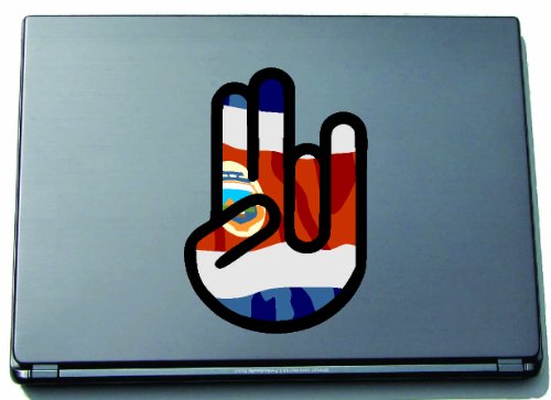INDIGOS UG Laptop Aufkleber The Shocker Hand Costa Rica-Costa Rica 297x205 mm - Umriss schwarz - Sticker selbstklebend - Fahne - Flagge - Tuning - Modellblau - Home - Etiketten von INDIGOS UG