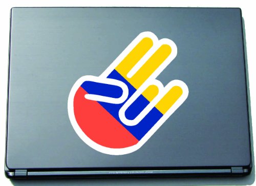 INDIGOS UG The Shocker Hand - Laptopaufkleber/Laptopskin/Aufkleber Decal Sticker - 210x144 mm - weißer Umriss mit Fahne/Flagge - Ecuador-Ekuador von INDIGOS UG