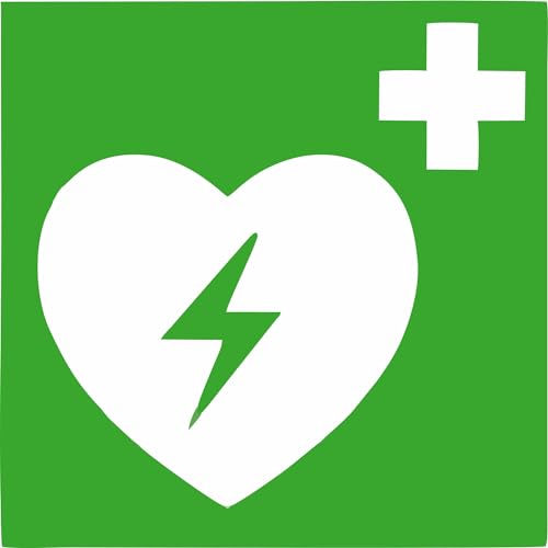 Indigos UG - Schild Automatisierter externer Defibrillator (AED) - 15x15 cm - Warnung - Sicherheit - Hotel, Firma, Haus - Aluverbundplatte 3mm von INDIGOS UG