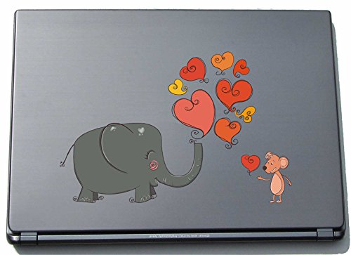 Laptopaufkleber Laptopskin lovely062 - Süße Herzen - Elefanten mit Mäusen - 150 mm Aufkleber von INDIGOS UG