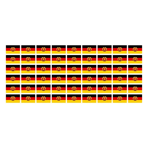 Indigos UG DDR Aufkleber Fahne - glatt - Miniflaggen - 54 Stück - 20x12mm - selbstklebende Folie - Mini Sticker - Minifahnen - Flagge für Auto, Laptop, Modellbau von INDIGOS UG