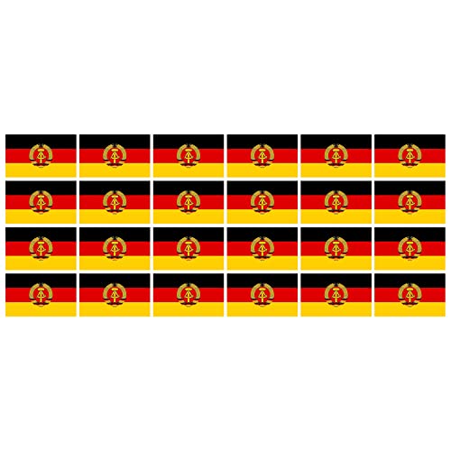 Mini Aufkleber Set - Pack glatt - 33x20mm - selbstklebender Sticker - DDR Flagge - Banner - Standarte fürs Auto, Büro, zu Hause und die Schule - 24 Stück von INDIGOS UG