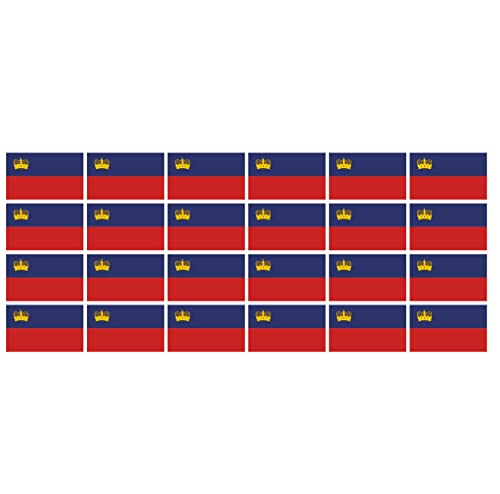 Indigos UG Liechtenstein Aufkleber Fahne - glatt - Miniflaggen - 24 Stück - 33x20mm - selbstklebende Folie - Mini Sticker - Minifahnen - Flagge für Auto, Laptop, Modellbau von INDIGOS UG