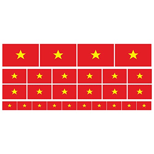 Indigos UG Vietnam Aufkleber Fahne - glatt - Miniflaggen - Set of 26-4x 51x31mm+ 12x 33x20mm + 10x 20x12mm - selbstklebende Folie - Mini Sticker - Minifahnen - Flagge für Auto, Laptop, Modellbau von INDIGOS UG