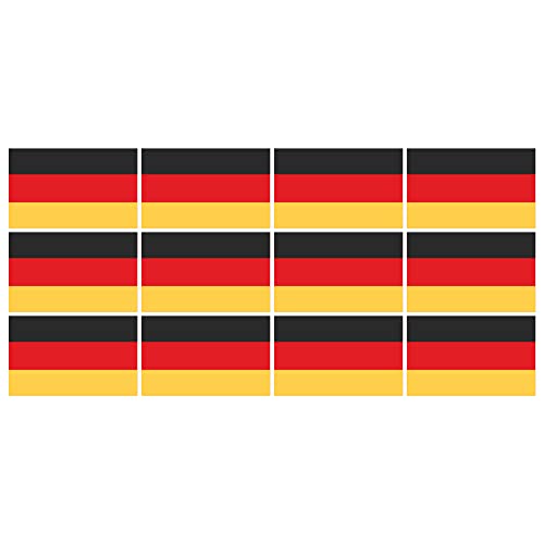 Indigos UG Germany - Deutschland Aufkleber Fahne - glatt - Miniflaggen - 12 Stück - 50x31mm - selbstklebende Folie - Mini Sticker - Minifahnen - Flagge für Auto, Laptop, Modellbau von INDIGOS UG