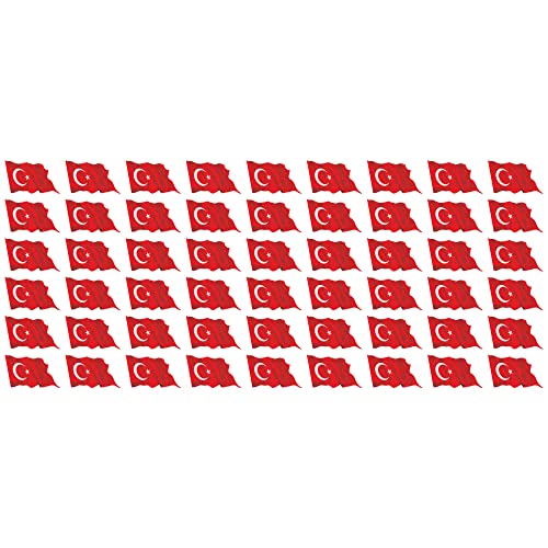 Indigos UG Türkei Aufkleber Fahne - wehend - Miniflaggen - 54 Stück - 20x12mm - selbstklebende Folie - Mini Sticker - Minifahnen - Flagge für Auto, Laptop, Modellbau von INDIGOS UG